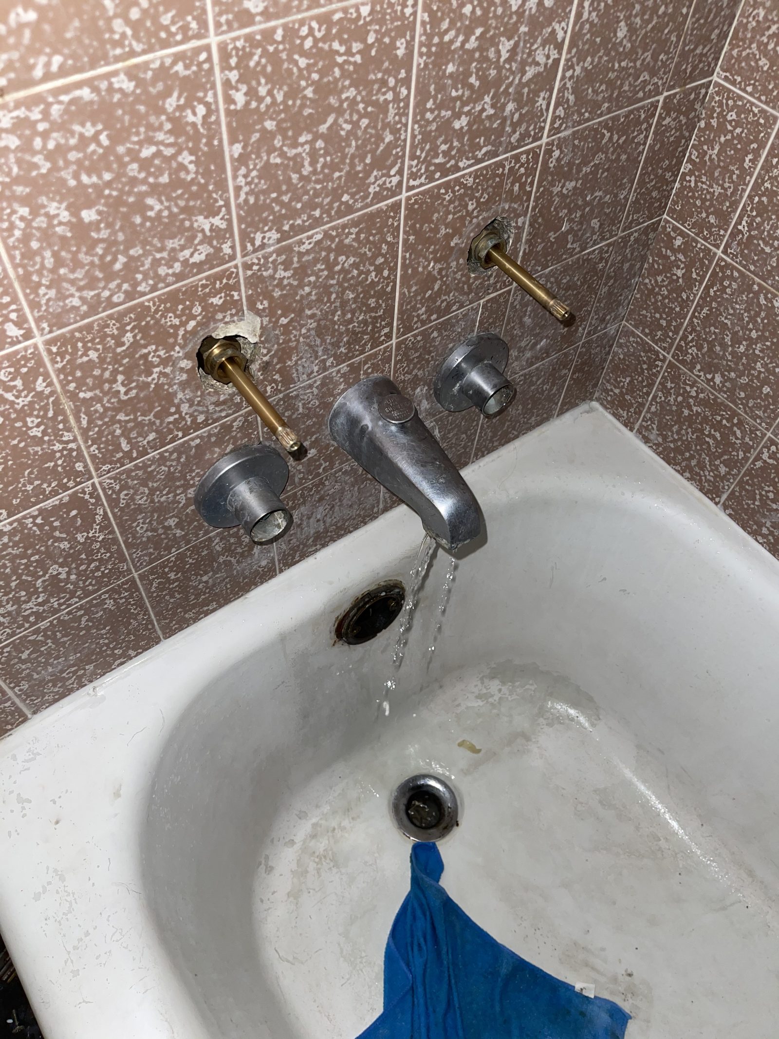 Tub Faucet Repair — Replacing aging tub valve trim — common after 30+ years of use, restores both function and appearance.